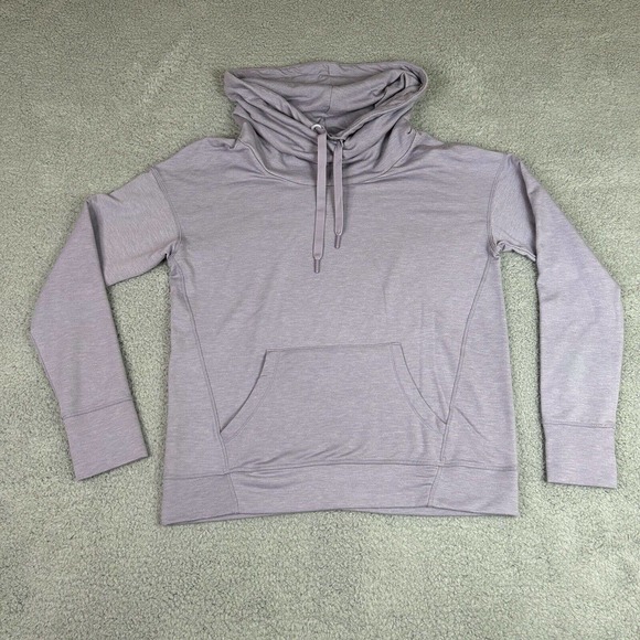 Yogalicious Pullover Womens Large Purple Funnel‎ Neck Cowl Drawstring Sweatshirt - Picture 1 of 13